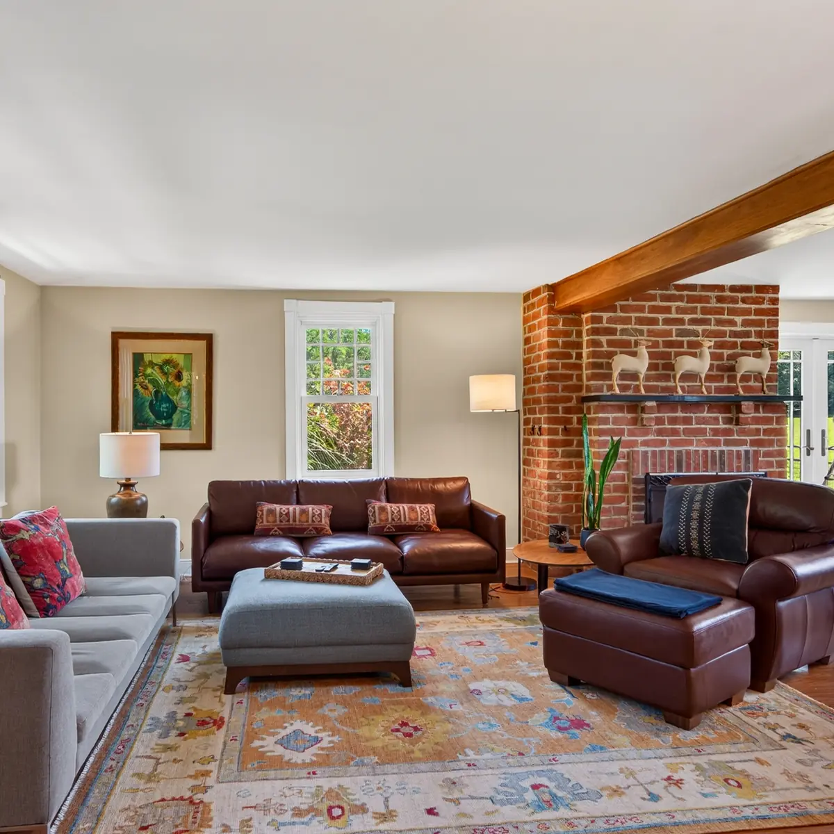 Main living room with exposed beams